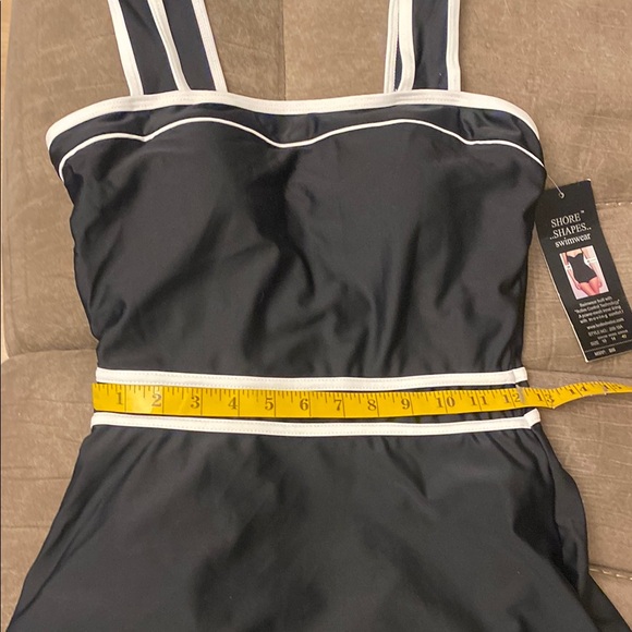 Black and White Shore Shapes Swimwear Swimsuit One Piece - Picture 6 of 6